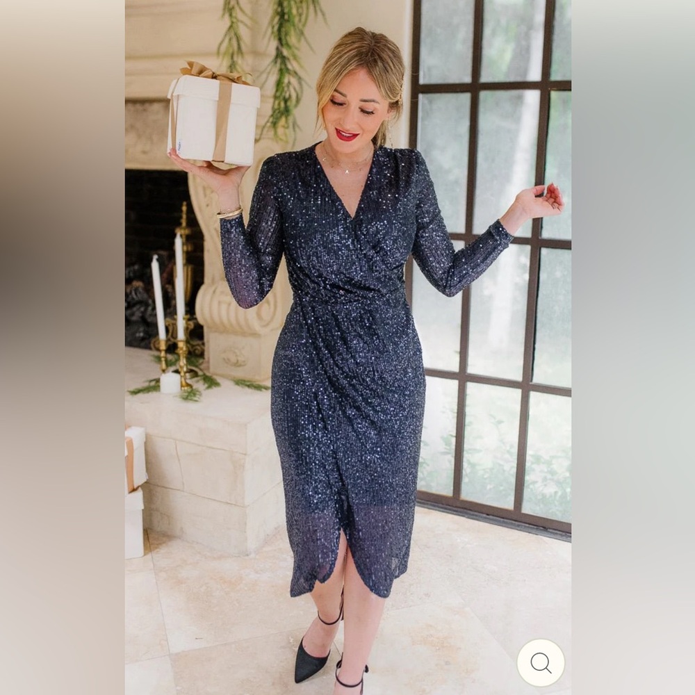 Navy blue sequin midi dress from Ivy City
